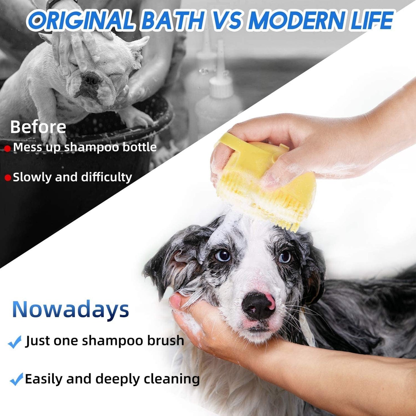 Fabehe Pet Shampoo Massager Brush - Grooming Scrubber